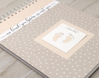Pregnancy Journal (15 Center Designs) - Hardcover Personalized Pregnancy Gift - Pregnancy Memory Book - Tiny Hearts in Ivory
