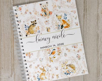 Woodland Baby Book - Hardcover First Year Baby Journal - Personalized Baby Memory Book - Forest Animals - Baby Boy or Girl - Woodland Whimsy