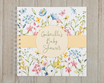Baby Shower Guest Book - Softcover Personalized Shower Keepsake Book - Baby in Bloom - Floral Baby Shower Theme