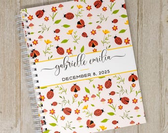 Ladybug Baby Memory Book - Hardcover First Year Album Personalized with Baby’s Name - Girl Baby Book & Journal - Ladybugs