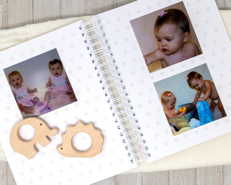 Personalized Twin Baby Book Hardcover Baby Memory Book for Twin Girls Fraternal or Identical Twin Babies Pink Hearts image 9