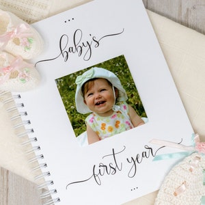 Baby Memory Book for Girls Hardcover Personalized First Year Baby Journal Baby Girl Book Flowers Rose Wreath Initial image 3