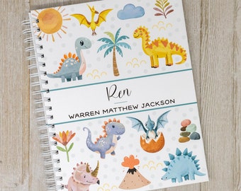 Dinosaur Baby Book - Hardcover First Year Baby Journal - Personalized Baby Memory Book for Boys - Prehistoric Dinosaurs - Dino Pals