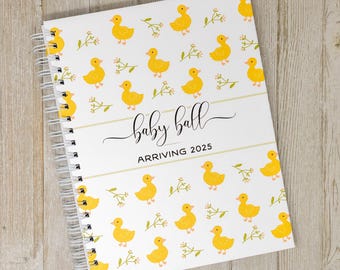 Pregnancy Journal & Memory Book for Expectant Moms - Hardcover Personalized Keepsake - Woodland Animals - New Mom Gift - Yellow Ducks