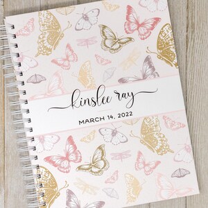 Butterfly Baby Memory Book for Girls - Hardcover Personalized First Year Baby Journal & Keepsake Album - Baby Girl Book - Butterflies
