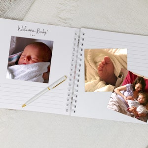 Baby Memory Book Softcover Personalized First Year Baby Journal for Boys or Girls Deer Fox Bear Raccoon Forest Woodland Animals image 4