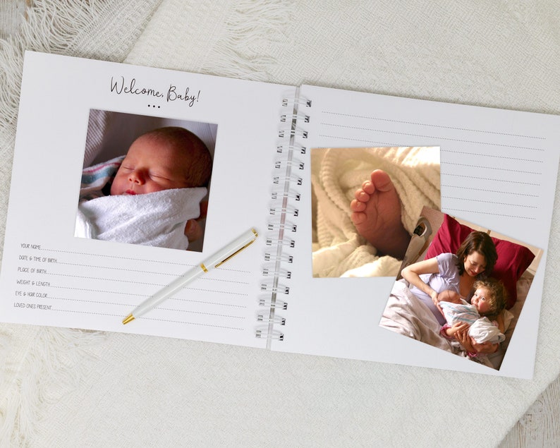 Baby Memory Book Softcover Personalized First Year Baby Journal for Boys or Girls Deer Fox Bear Raccoon Forest Woodland Animals image 4