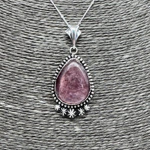 Rose Quartz Pendant>Antiqued Sterling/Fine Silver>Rare Southwestern>Real Quartz>Made in USA>Gift and Present for Her>Dangle Necklace