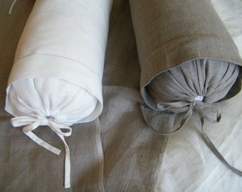 Bolster neckroll pillow case | Linen cover for cylindrical pillow |   Natural flax - linen slipcover | Size and color options