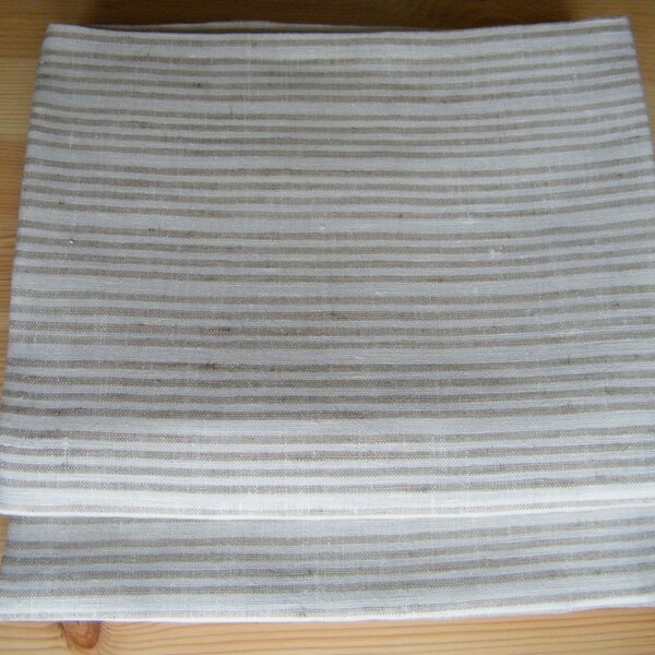 Duvet Cover 220 x 240 cm / 86" x 94", Offwhite With Gray Stripes- Pure Flax - Natural Linen - Bed Linens - Lin