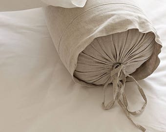 For M.S. Custom size made to order linen  bolster pillow cover 18cm x 160cm. Off white 100% linen fabric