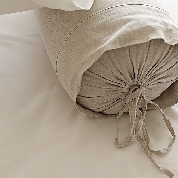 Linen cover for bolster pillow neckroll pillow case, slipcover cylindrical cushion 100% linen OEKO-TEX® STANDARD 100 sertificate Kissenbezug