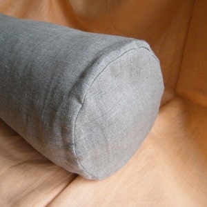 Bolster Neckroll Pillow Case Cover Slipcover Zipper closure. Pure flax linen, Natural Linen. Size and color options zdjęcie 2