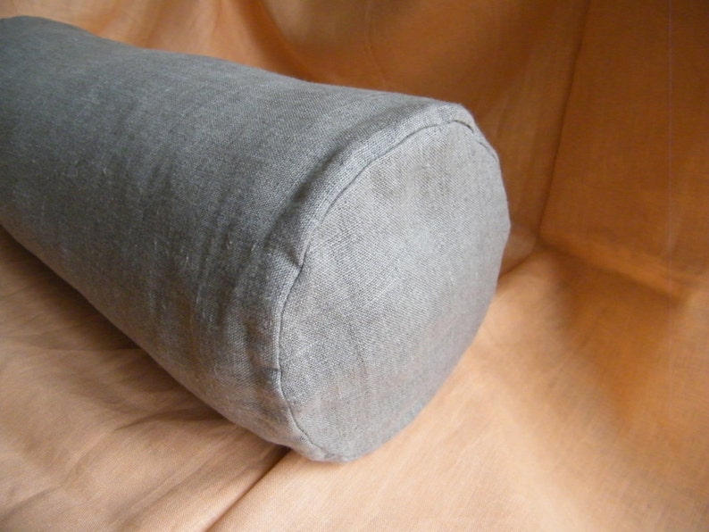 Bolster Neckroll Pillow Case Cover Slipcover Zipper closure. Pure flax linen, Natural Linen. Size and color options zdjęcie 2