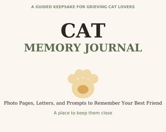 Cat Memory Journal | Pet Loss Keepsake Printable | Cat Memorial Gift | Pet Remembrance Book | Sympathy Gift for Cat Lover