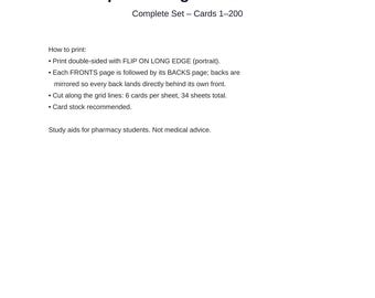 Pharmacy Study Bundle | Top 200 Flashcards, NAPLEX Cheat Sheets, APPE Pack and Calculations Workbook | PharmD Study PDFs