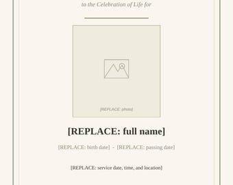Celebration of Life Bundle, Funeral Program Welcome Sign Photo Collage Slideshow Cards, Memorial Service Set Editable PDF Printable