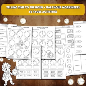 Learning Tell Time Interactive Match Worksheets, Digital & Analog Learn and Reading Clock Activity