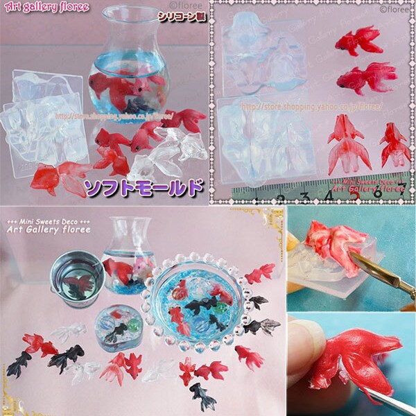 SALE 3dimensional goldfish flexible mold for resin and clay in different size