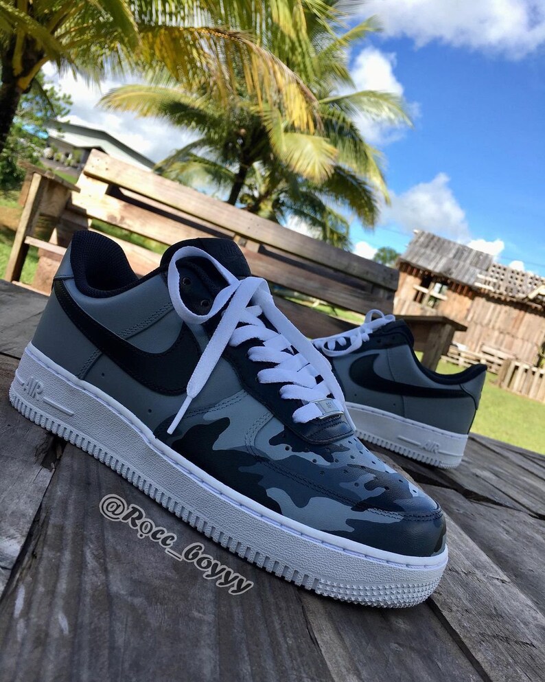 grey and white camo air force 1