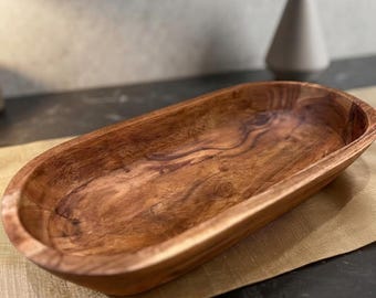 Handcrafted Wooden Dough Bowl with Candle Holders, Rustic Table Centerpiece, Large & Extra Large