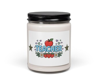 Leraar Appel Bloemendesign Kaars | 255 ml Sojapot, Waardering voor de Klas