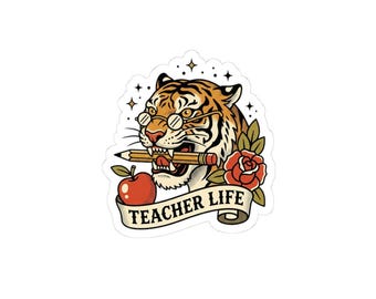 Sticker met tijgerillustratie voor het leven van een leraar | Kiss-Cut Sticker