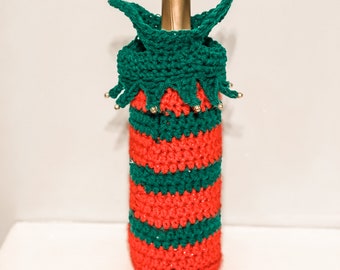 ELF Christmas Holiday Wine Bottle Holder or Tote or Bag PDF Pattern - Crochet Pattern ONLY!!!