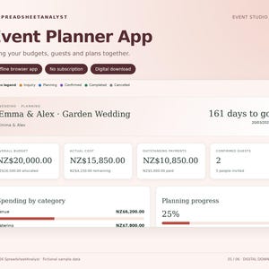 Event Planner App | Offline Wedding and Party Organizer | Budget, Guests, Vendors & Tasks | Digital Download