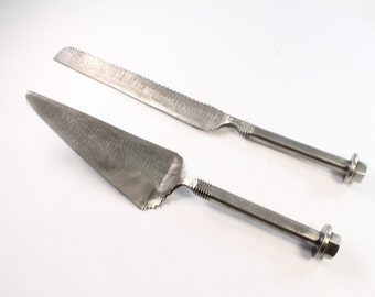 Blacksmith Forged Cake Cutting Set, Personalized Wedding Gift
