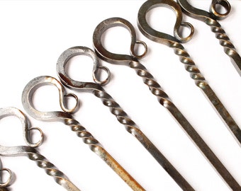 Grill Skewers set of 12 made by blacksmith. Get your grilling on. Great gift for grillmasters