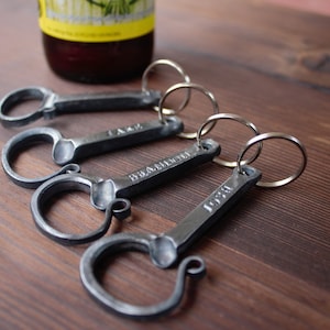 Bottle Opener keychain hand forged & personalized by blacksmith image 2