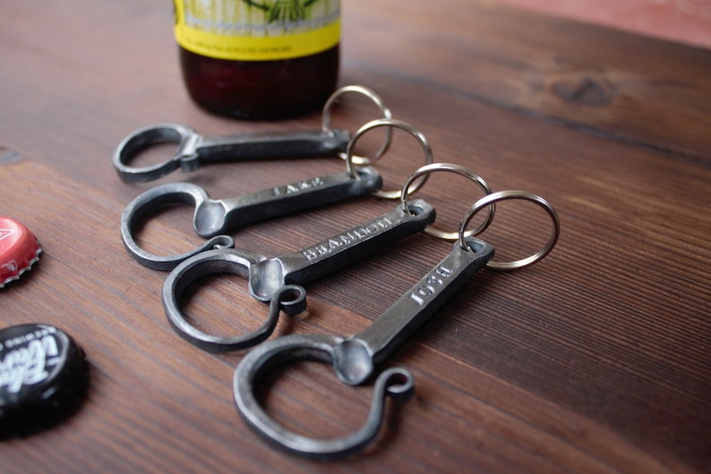 Bottle Opener keychain hand forged & personalized by blacksmith image 2