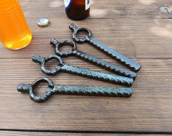 Rebar Bottle Opener made by blacksmith