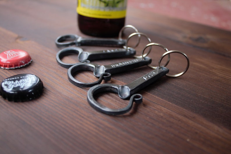 Bottle Opener keychain hand forged & personalized by blacksmith image 5