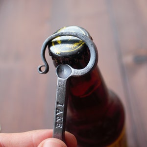 Bottle Opener keychain hand forged & personalized by blacksmith image 3