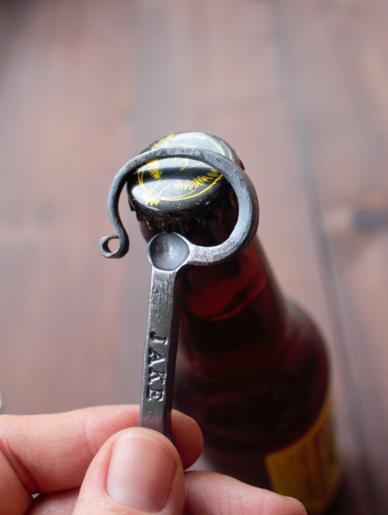 Bottle Opener keychain hand forged & personalized by blacksmith image 3