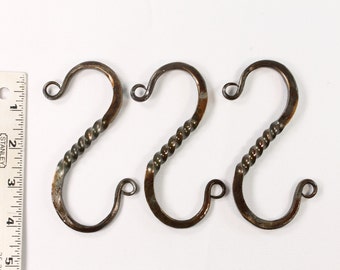 8 S hooks, blacksmith made Great for hanging plants, windchimes, pots, etc.