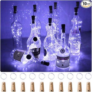 Wine Bottle Lights with Cork 10Pack 20LED Mini Fairy Lights | Cool White 7ft LED String Lights, Waterproof Battery Operated Cork Lamp