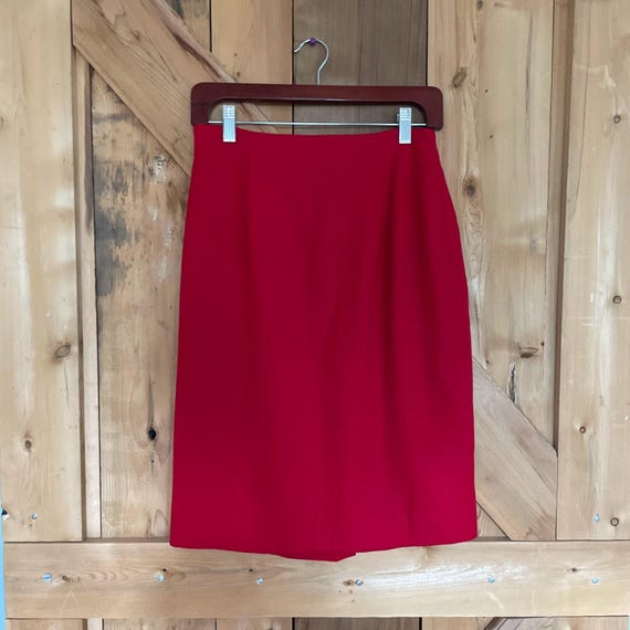 Brooks Brothers, Brooks Brothers Vintage Worsted Wool Red Pencil Skirt Size 8 Made in USA