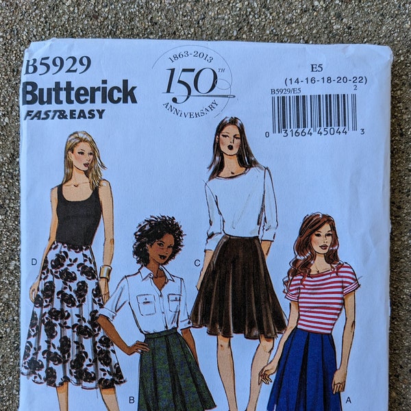 Butterick 5929, Out of Print, Fast and Easy Skirt Pattern Sizes (14-22) - UNCUT