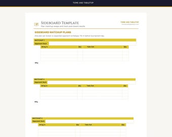 MTG Sideboard Planner – Matchup Tracker, Strategy Log (PDF + Canva)