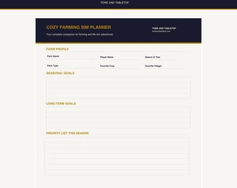 Cozy Farming Sim Planner | Crop, Gift, Layout Trackers (PDF)