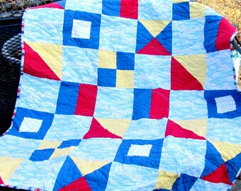 Nautical Baby Quilt, beach quilt, coastal