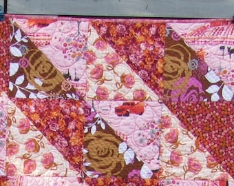 Modern Quilt, Pink, Peach, Purple, Floral, Throw, Mothers Day gift, valentine's gift, teen girl