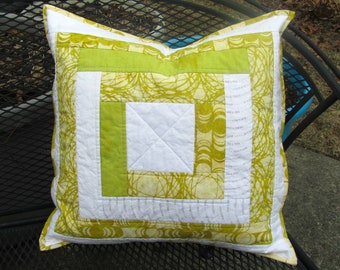 Pillow Covers Chartreuse and White Modern Color Block 18"