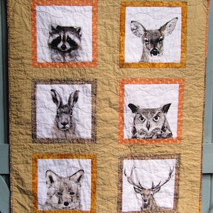 Woodland Baby Quilt, Animals, Neutral