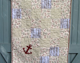 Nautical Baby Quilt, Modern, Neutral