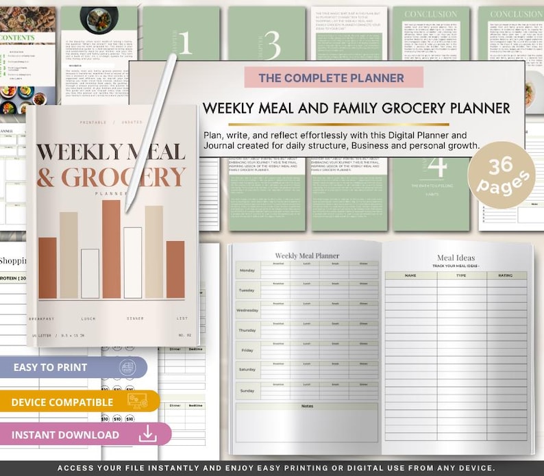 Notion Meal Planner Template + Weekly Meal Plan + Grocery List + Family ...