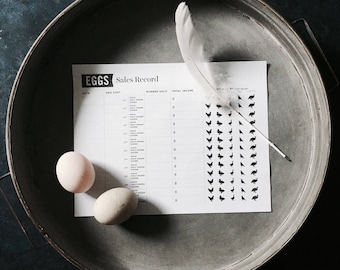 Egg Sales Record // Chicken Duck Goose Quail Guinea Fowl Egg Log Template Printable Download